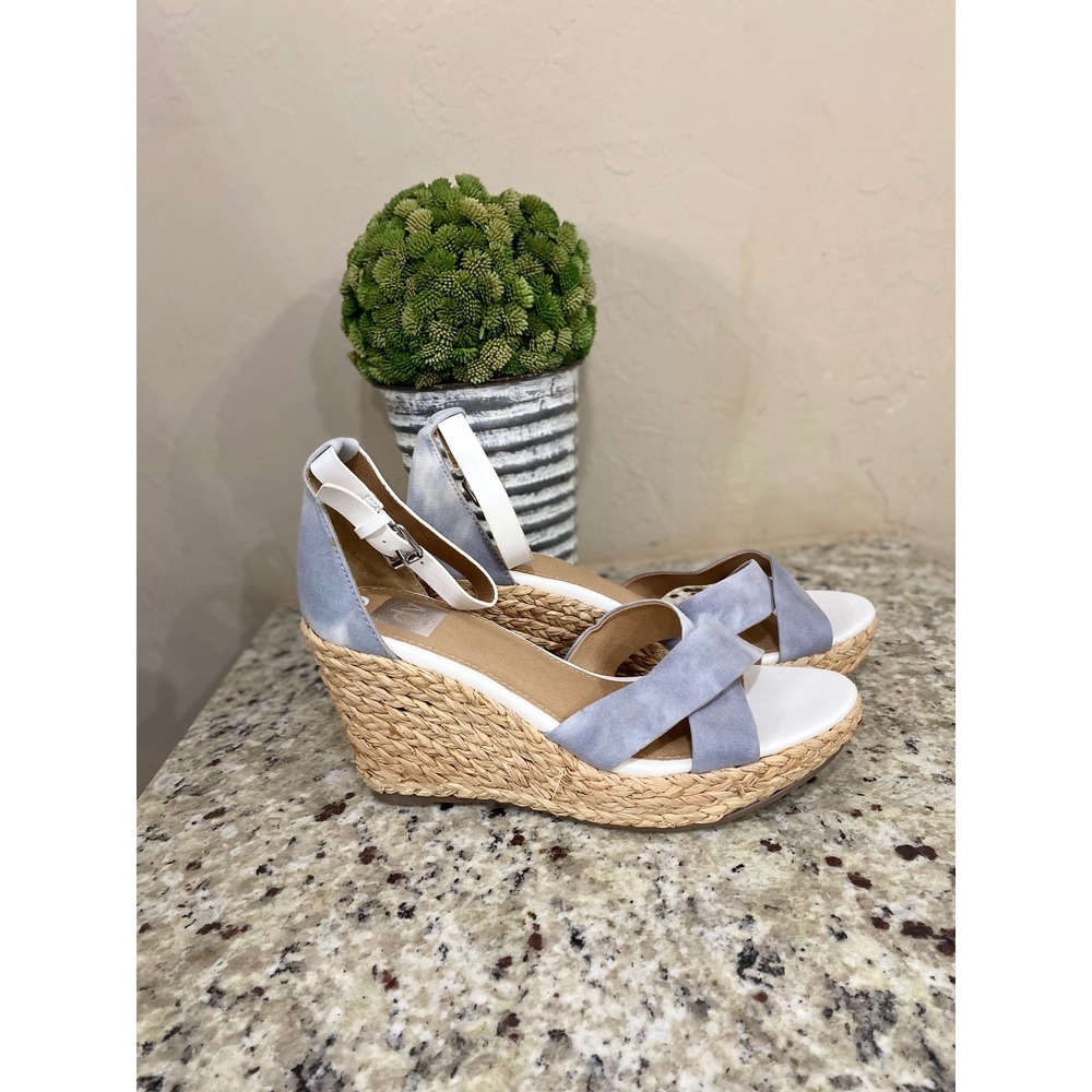 DV Dolce Vita Blue Tie Dye Espadrille Wedge Sandals Womens 10 Ankle Strap